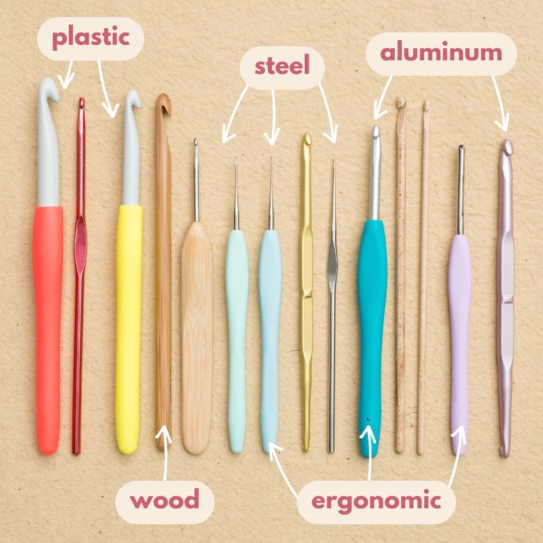 The Ultimate Guide to Crochet Hooks: Sizes, Shapes, and Types - Amelia Makes