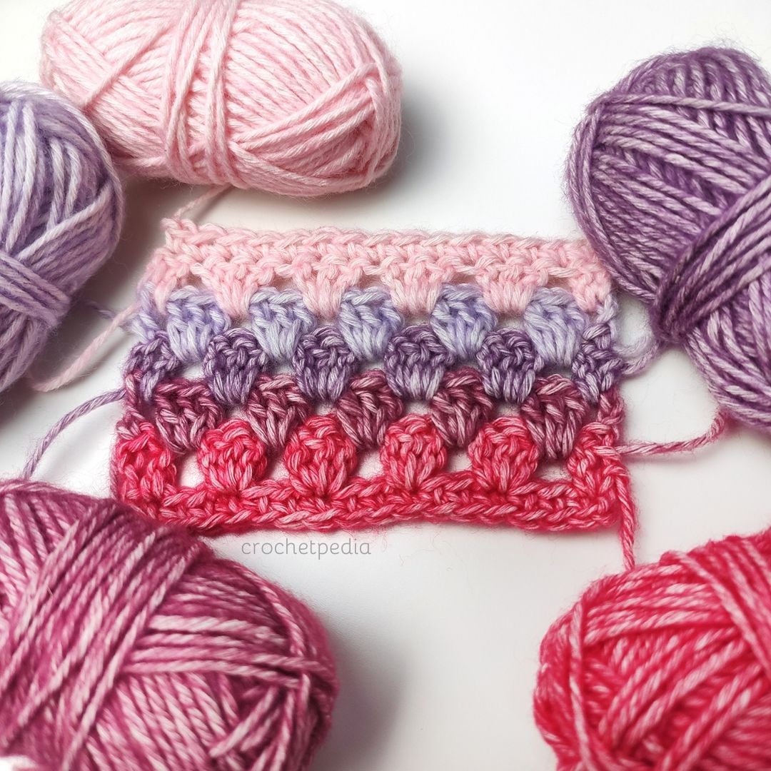 granny stripe swatch in colors of violet and pink