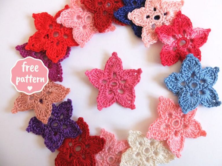 Star Shaped Flower Free Crochet Pattern + Video!