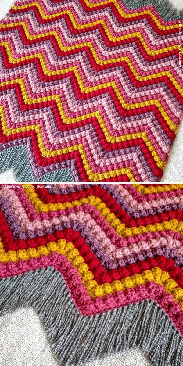 Chevron Bobble Blanket by Mummys_Crochet_Boutique