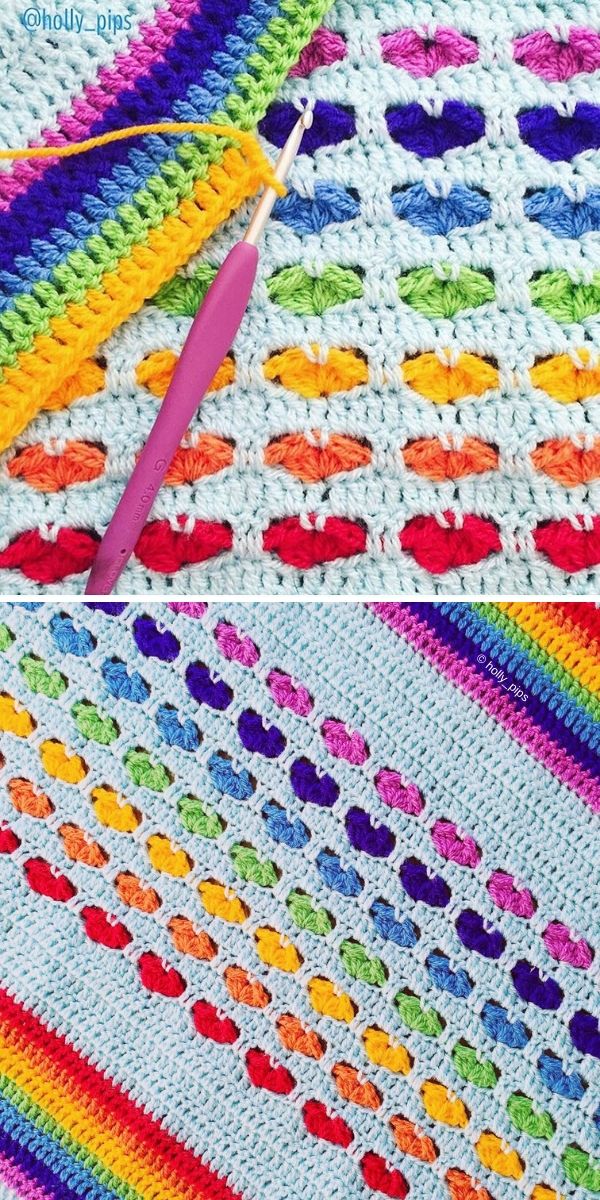 Rainbow Heart Blanket by holly_pips