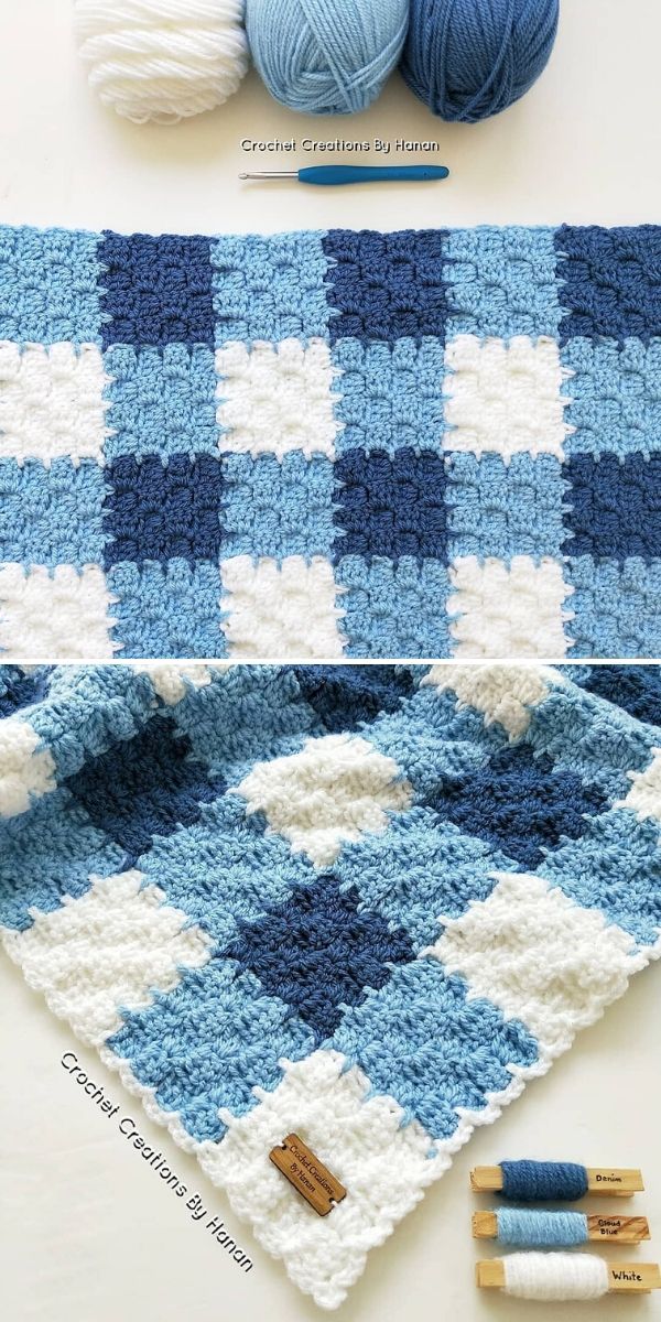 C2C blue gingham blanket