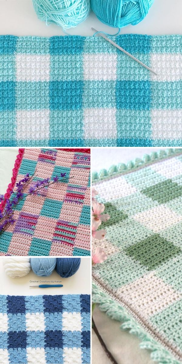 gingham crochet baby blanket