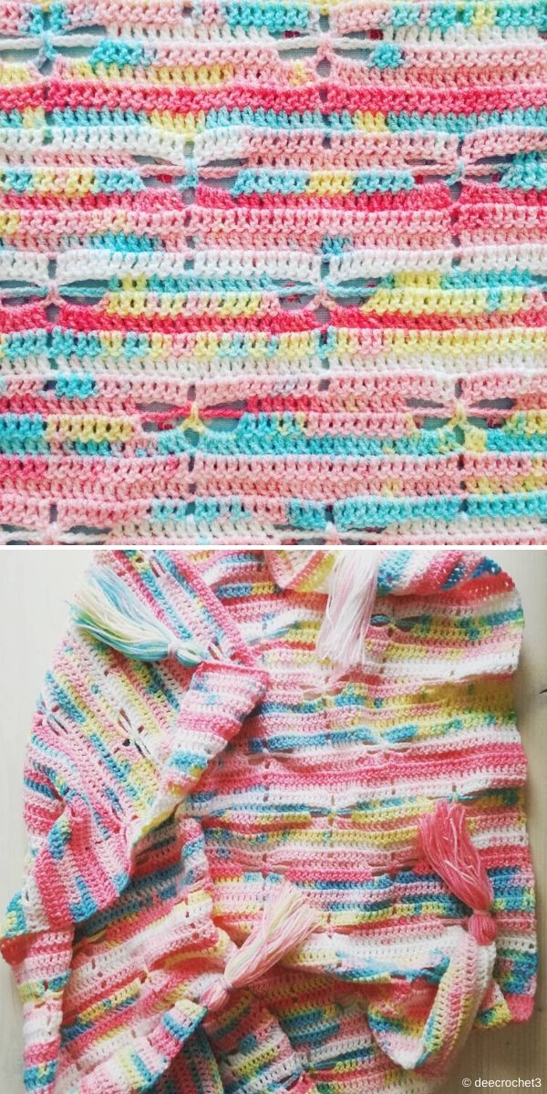 multicolored dragonfly stitch crochet blanket