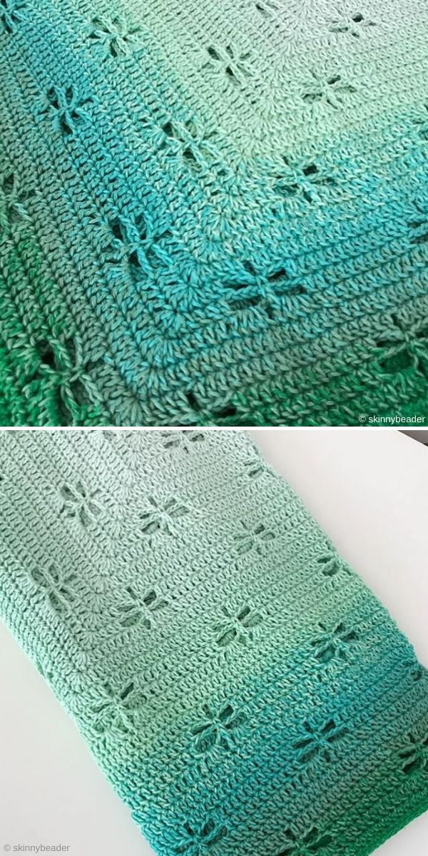 green dragonfly crochet blanket
