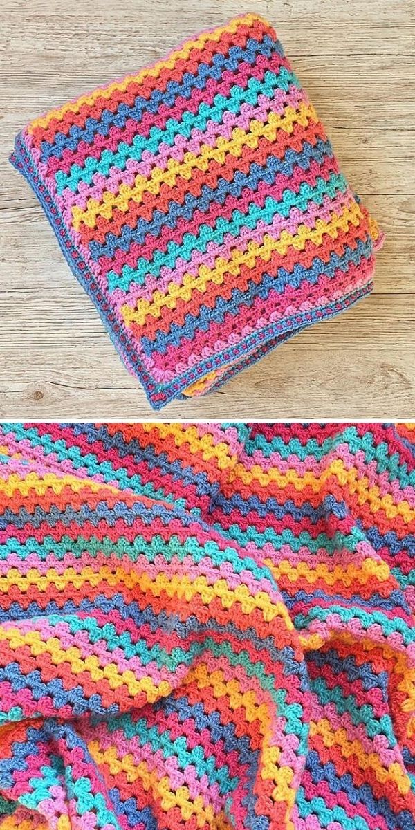 colorful striped granny blanket