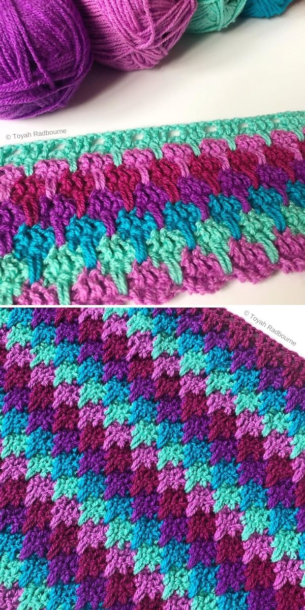 Larksfoot Stitch Blanket in purples