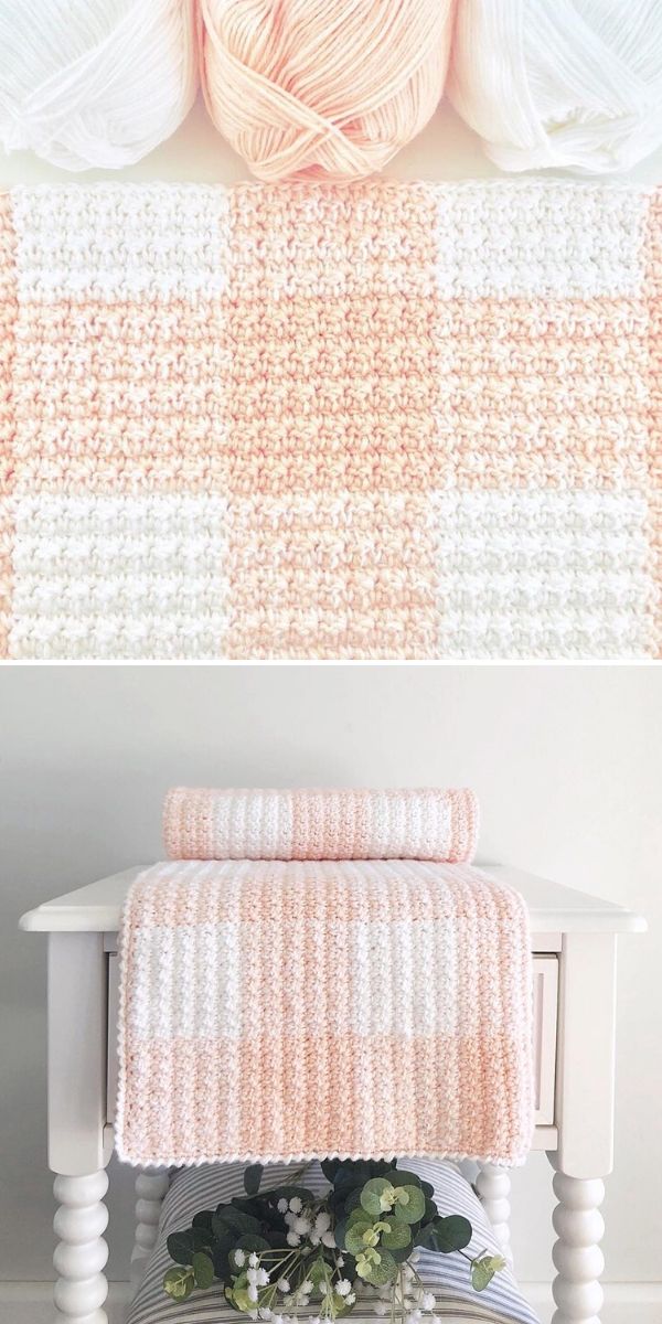 Gingham and Flowers Crochet Baby Blanket + Tutorial