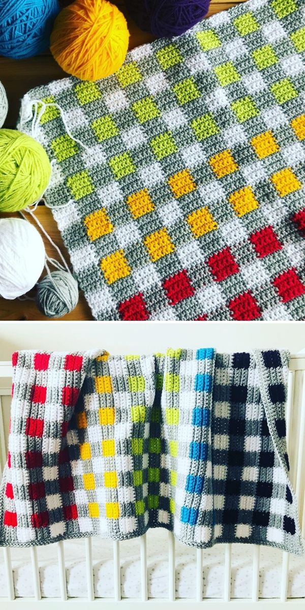 Granny Gingham Baby Blanket Crochet Pattern