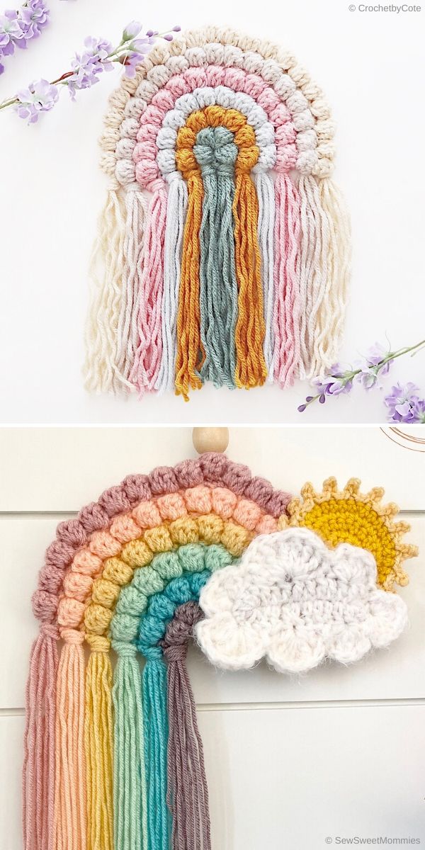crochet rainbow wall hanging