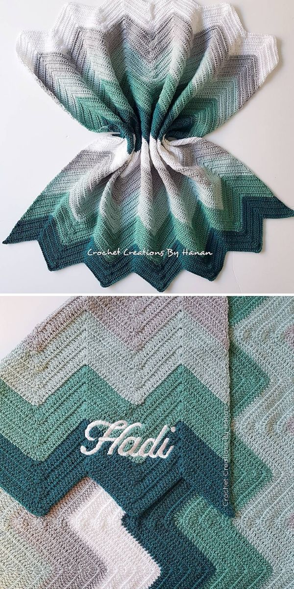  green and grey chevron blanket