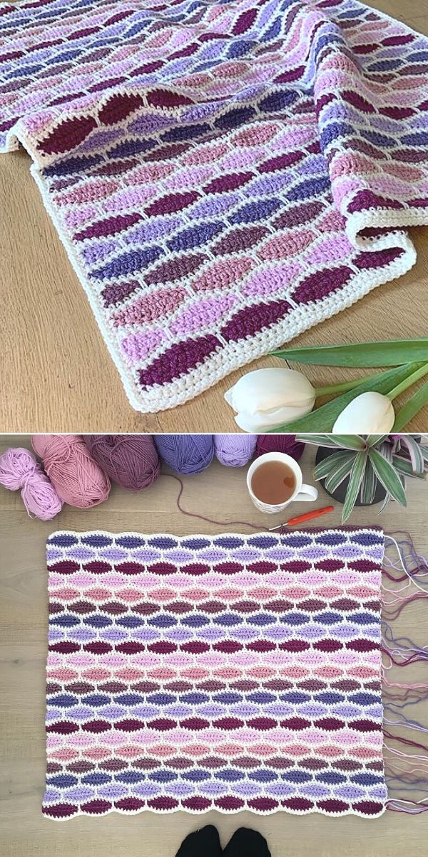 violet millstone stitch blanket