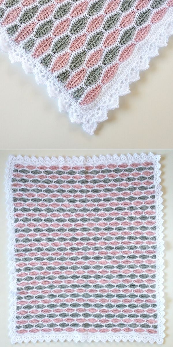 pink and green millstone stitch blanket