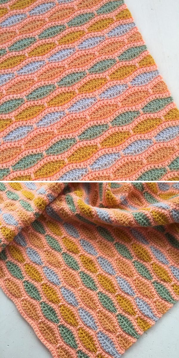 orange millstone stitch blanket