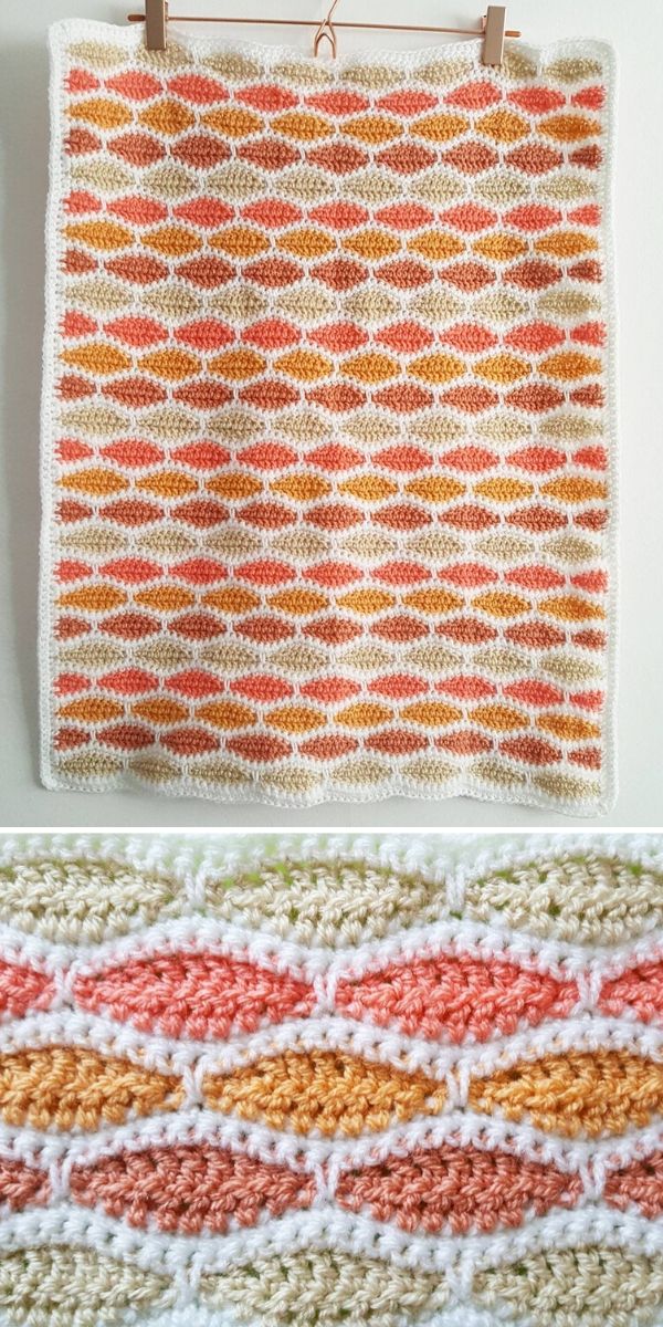 orange millstone stitch blanket