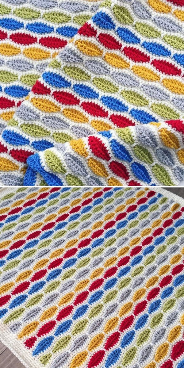 rainbow millstone stitch blanket