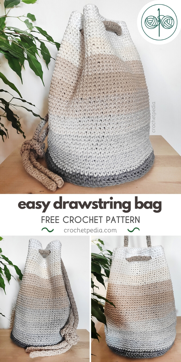 Crochet drawstring bag free pattern on sale