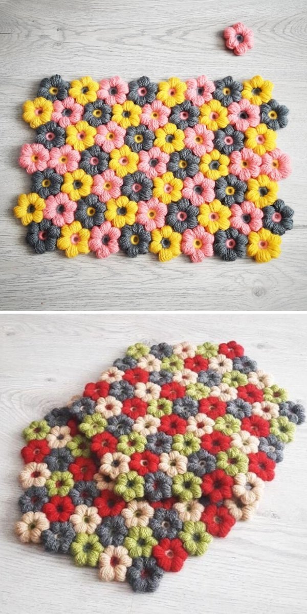Colorful Puff Stitch Flowers