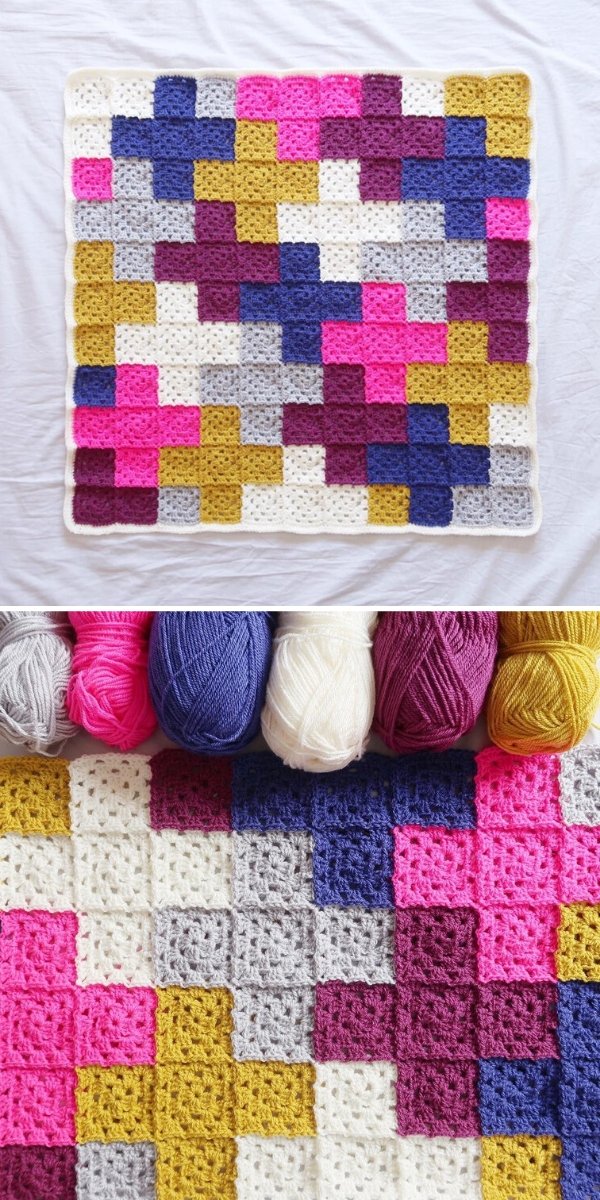 Colorful Granny Square Blanket 
