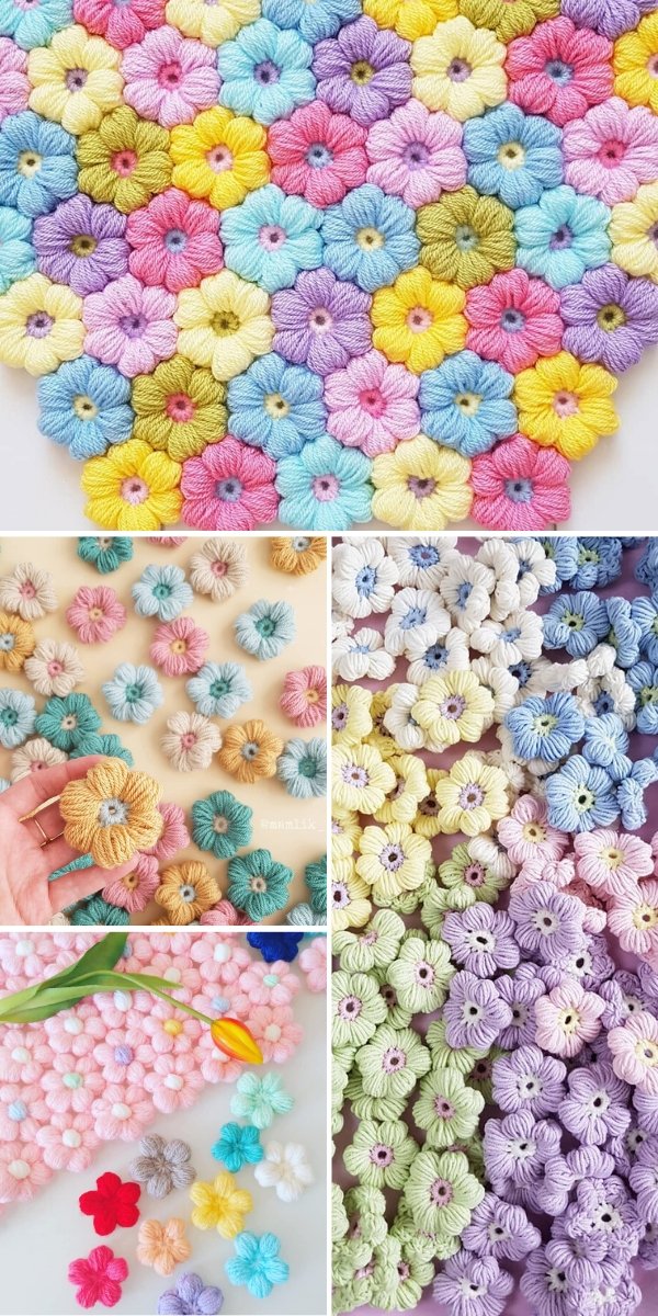 Puff Flower Crochet - Free Patterns and Ideas | Crochetpedia