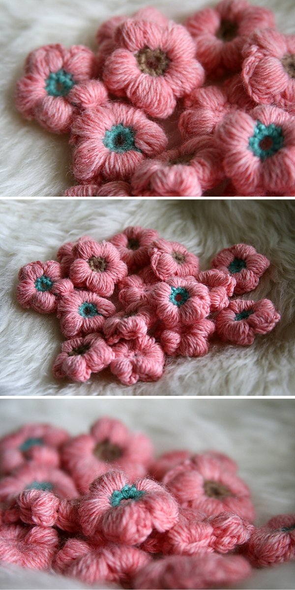 Pink Puff Stitch Flowers