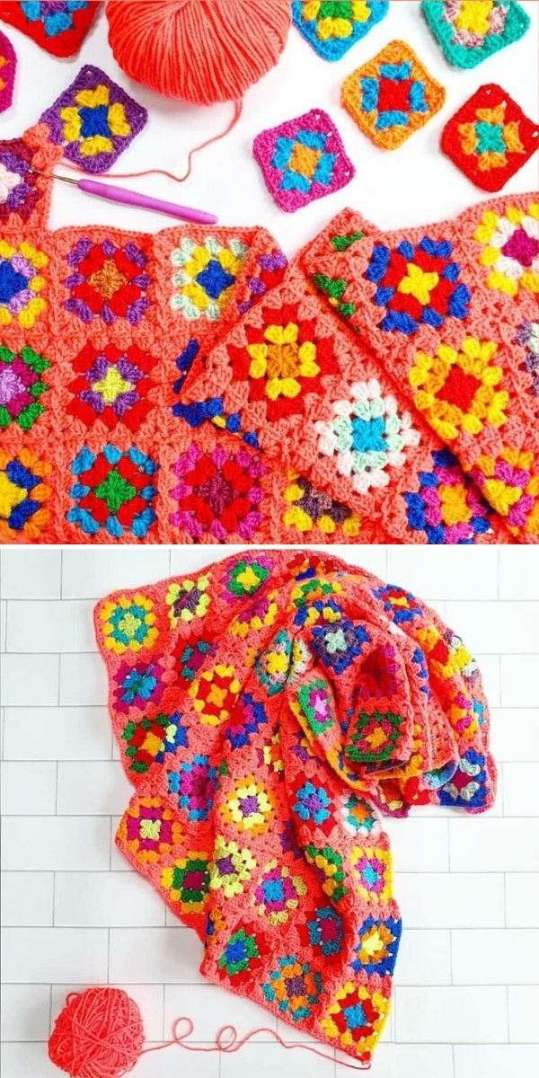 Multicolor Granny Square Blanket