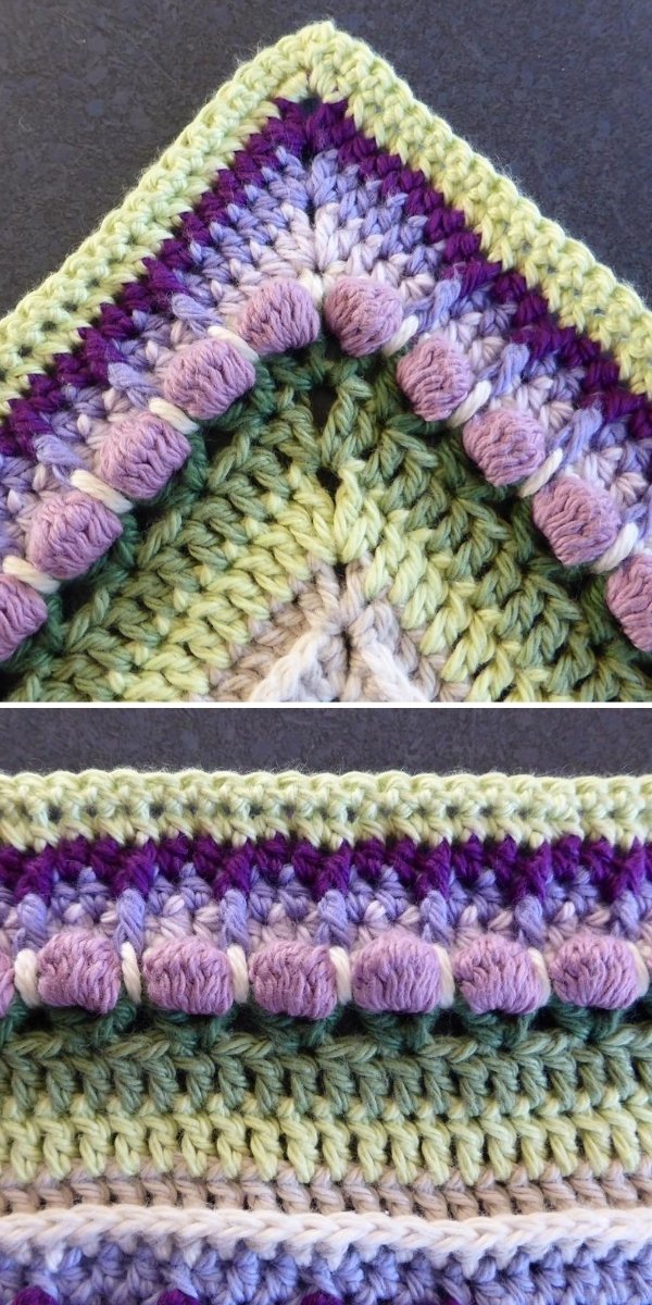 green and violet crochet border