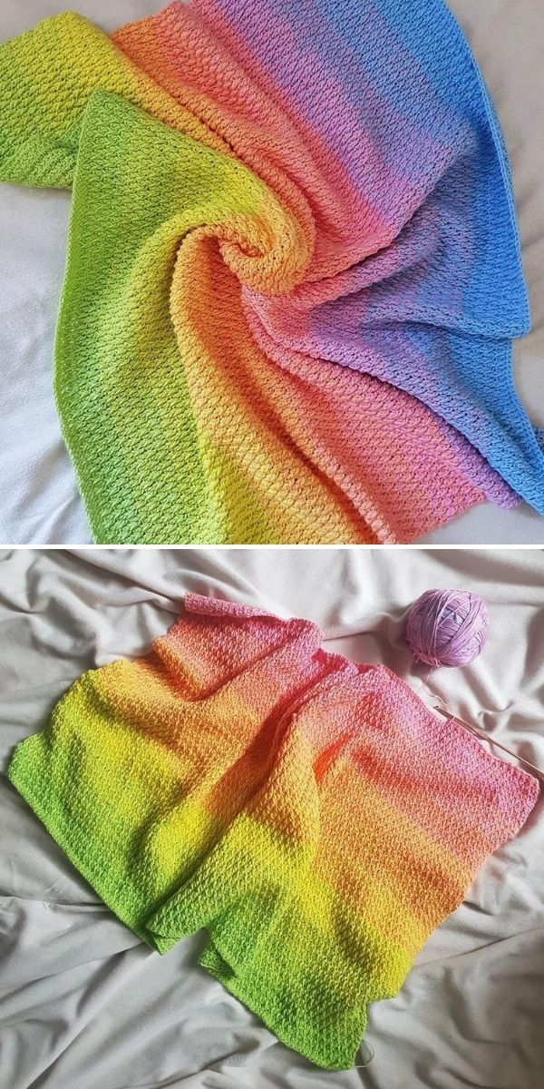 ombre rainbow crochet blanket