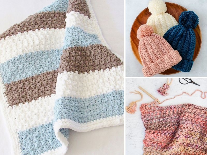  4 PCS T-Shirt Yarn Elastic Fabric Crochet Cloth Yarn for DIY  Knitting, Spaghetti Yarn Thick Knitting Yarn for Hand DIY Bag Blanket  Cushion Crocheting Projects,Home Decor (Blue) : Everything Else