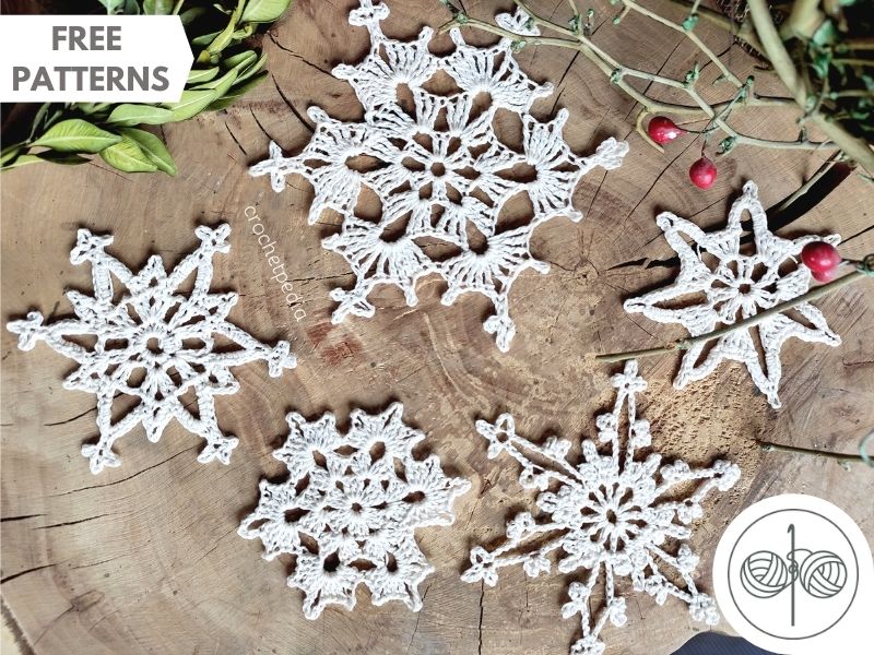 Crochet snowflakes pattern, Lace snowflake decor diy