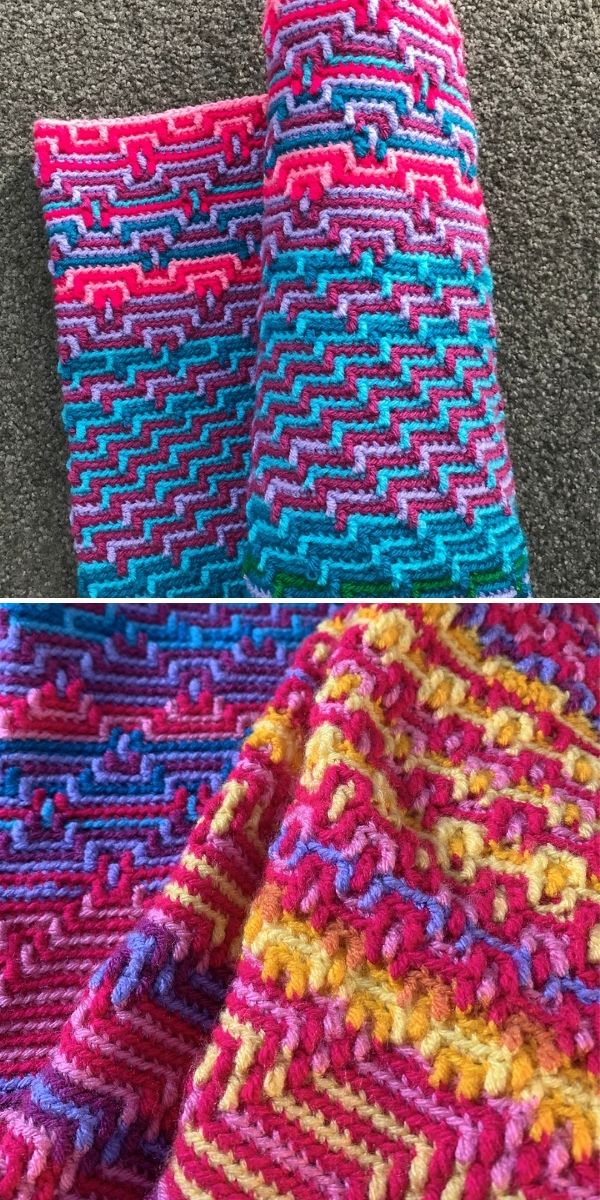 vibrant mosaic crochet blanket