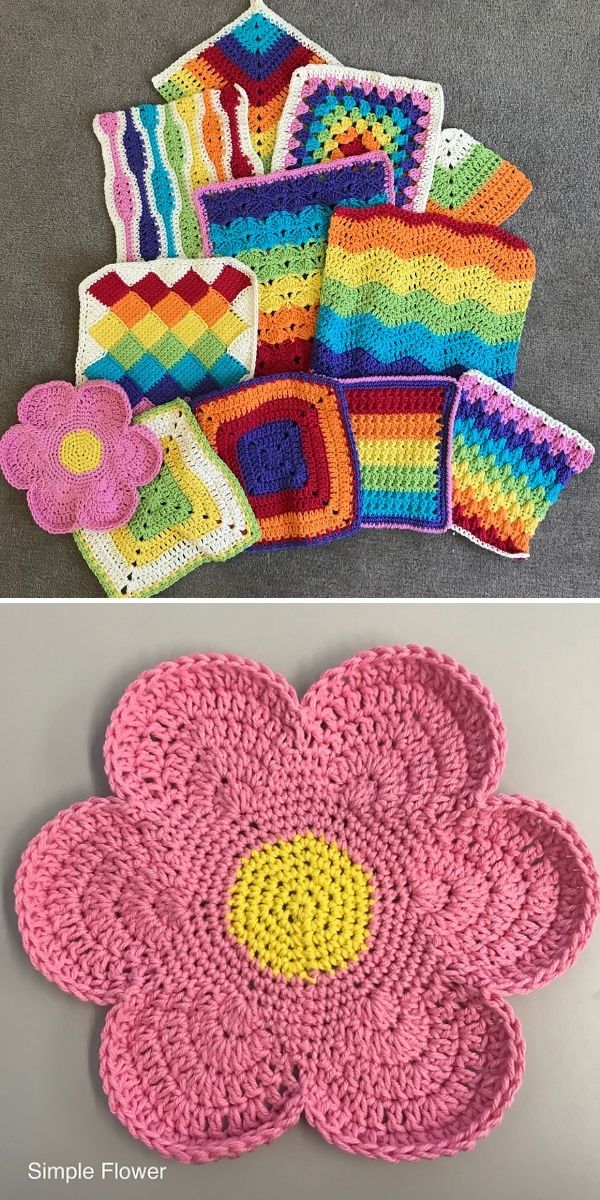 array of rainbow colored dishcloths