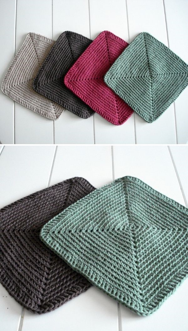 square simple dishcloths in toned colors