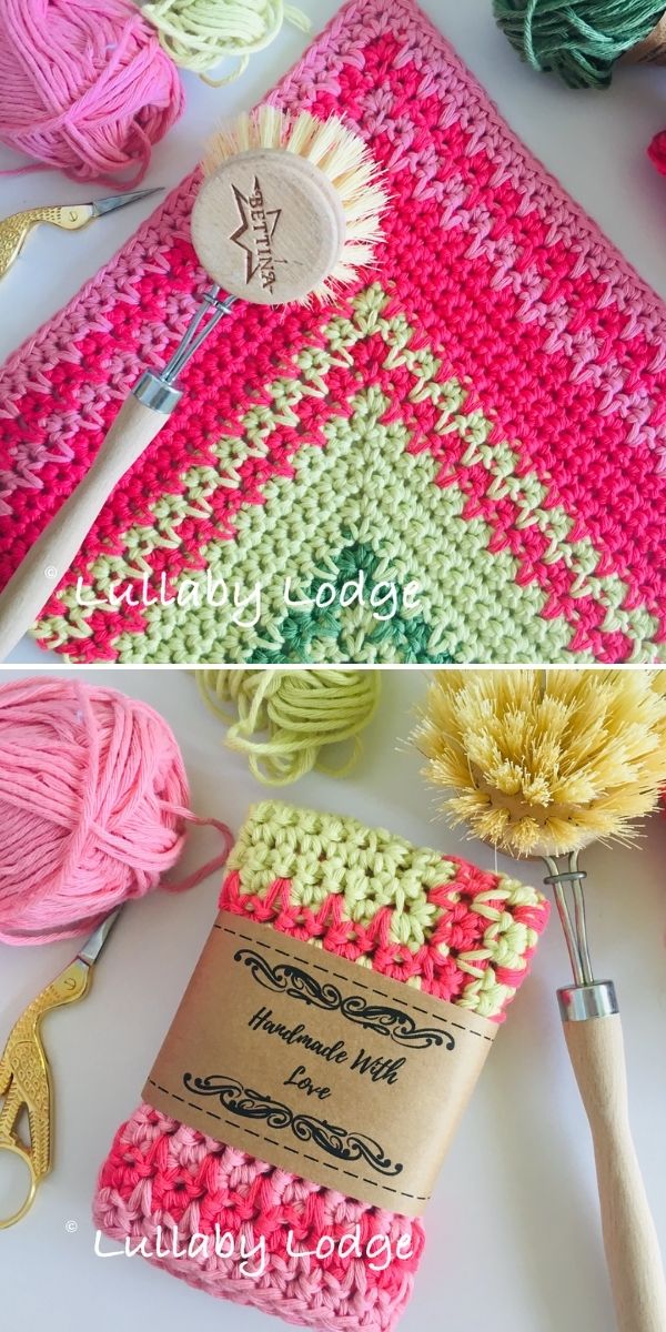 vibrant crochet dishcloth with yarn
