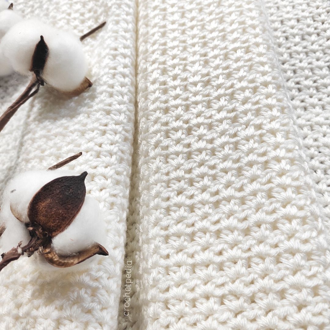 close-up of white baby blanket