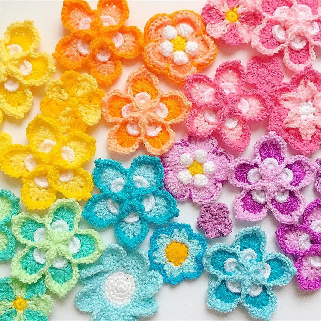 colorful crochet flowers