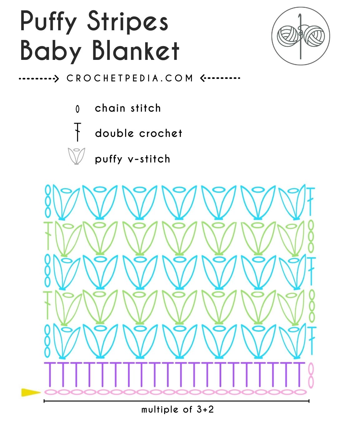 Crochet Pattern Striped Dot Baby Blanket 