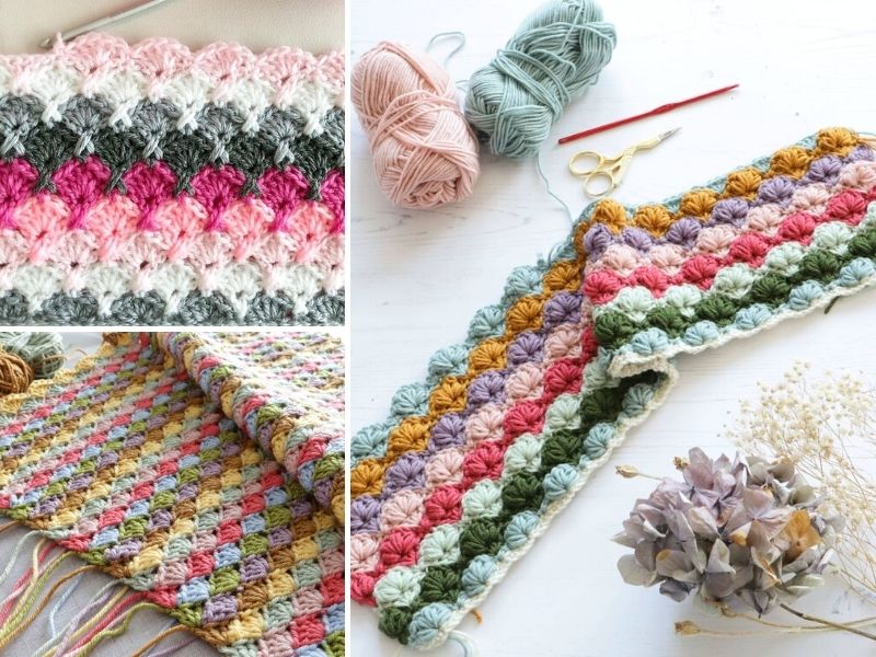 5 CROCHET STITCHES FOR BEGINNERS: V, Moss, Puff, Griddle & Shell