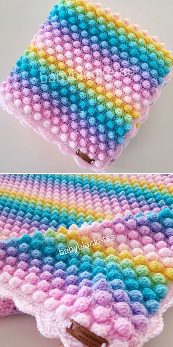 Crochet popcorn 2025 stitch baby blanket