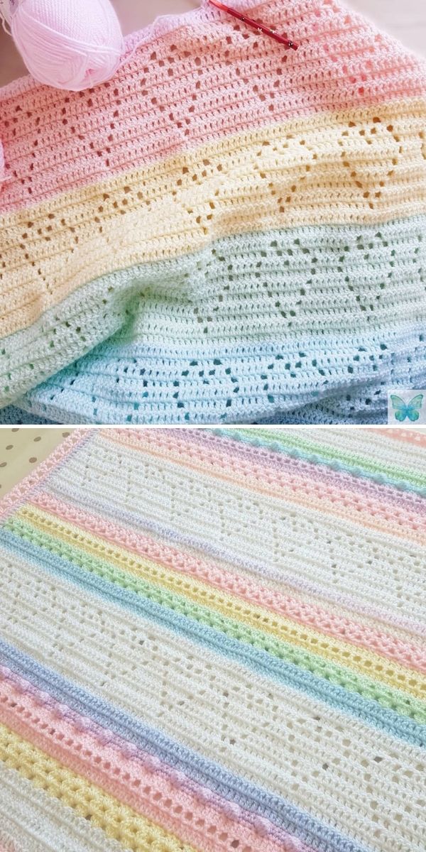 Filet heart discount crochet blanket pattern