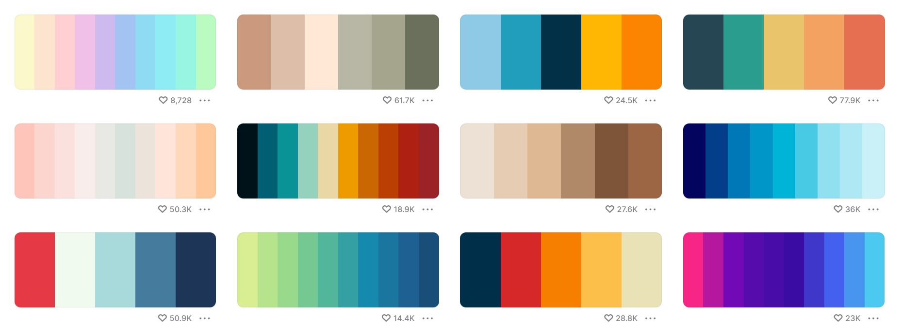 color palettes from coolors.co