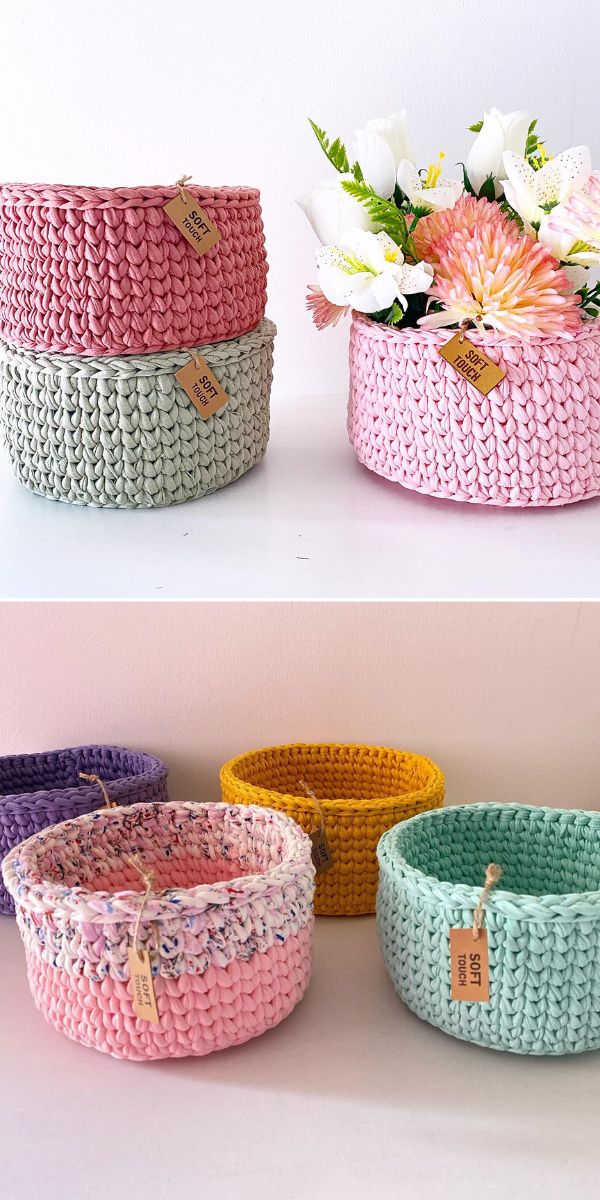 Learn how to Crochet your own Recycled T-shirt Yarn Basket