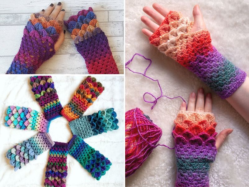 Dragon Scale Fingerless Gloves Gauntlets pattern by Crowned Crochet  Crochet  gloves free pattern, Crochet fingerless gloves, Fingerless gloves crochet  pattern