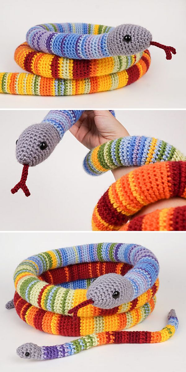 Crochet snake amigurumi pattern.