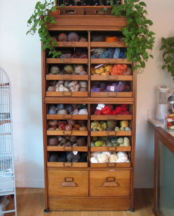 Vintage Yarn Box Cabinet