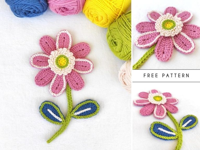 How to Crochet Flower Applique | Free Beginner-Friendly Pattern