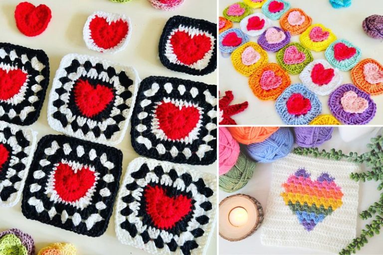 Crochet Heart Granny Square Ideas & Patterns